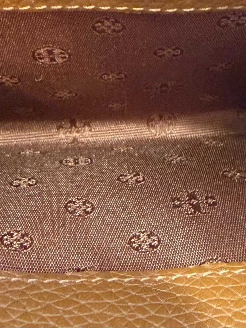 Tory Burch Thea Moose Brown Pebbled Leather Card Wallet